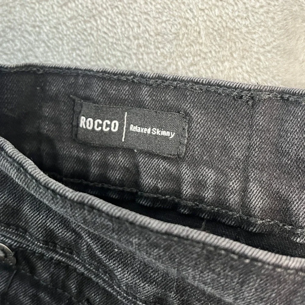 True Religion Rocco Relaxed Skinny Jeans Mens 40x32 Black Flap Pocket Denim